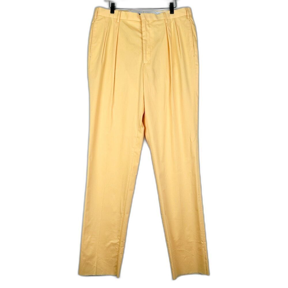 Ben Silver Charleston Summer Cotton Trouser Pants 36 NWT Marigold Forward Pleat